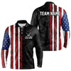 Maxcorners Black Camo American Flag Golf Polo Shirts For Men custom Patriotic golf outfit Team Jerseys