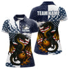 Maxcorners Red, White and Blue American Flag Dragon Bowling Shirts For Men Custom Patriotic Bowling Team Jerse LM2007