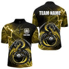 Maxcorners Personalized Black And Yellow Thunder Lightning Dragon Bowling Shirts For Men, Bowling Team Uniform LM2007