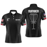 Maxcorners Mens disc golf basket polo shirts custom name, number black disc golf shirt, disc golf outfit MT0510