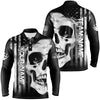 Maxcorners Bowling And Pins Skull American Flag Bowler Jerseys Customized Name, Team Name 3D Polo Shirt