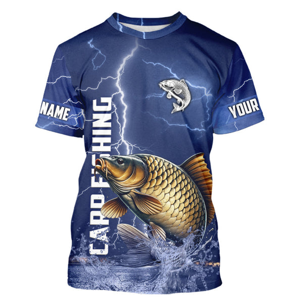 Maxcorners Carp Fishing blue lightning jerseys custom performance Long Sleeve tournament fishing shirts MT2108