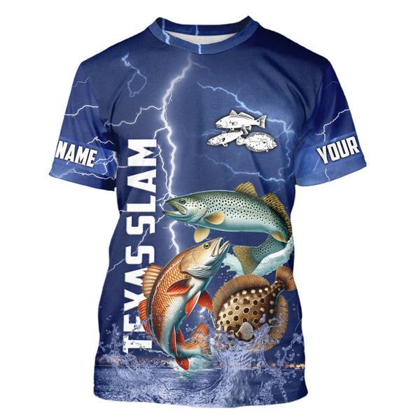 Maxcorners Texas Slam Fishing blue lightning jerseys custom performance Long Sleeve tournament fishing shirts MT2108