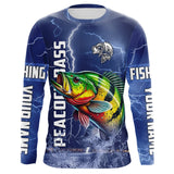Maxcorners Peacock Bass Fishing blue lightning jerseys custom performance Long Sleeve tournament fishing shirts MT2108
