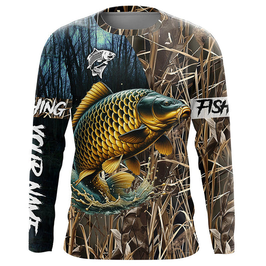 Maxcorners Carp Fishing camo Customize Name UV protection long sleeves fishing shirt for men LM0201