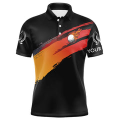 Maxcorners Black and Orange gradient flame golf ball Men golf polo shirts custom mens golf clothes, golfer gifts LM3006