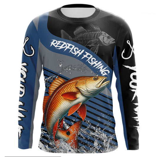 Maxcorners Redfish fishing Custom UV protection fishing long sleeve shirt, Redfish Fishing jerseys | Blue LM2512