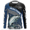 Maxcorners Chinook Salmon fishing Custom UV protection fishing long sleeve shirt, Salmon Fishing jerseys | Blue LM2512