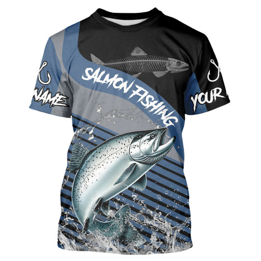 Maxcorners Chinook Salmon fishing Custom UV protection fishing long sleeve shirt, Salmon Fishing jerseys | Blue LM2512