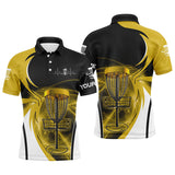 Maxcorners Mens disc golf polo shirt custom disc golf basket, personalized disc golf gifts | Yellow MT0510