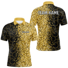 Maxcorners Black Camo and Gold glitter Bowling Shirts For Men Custom bowling jersey gift for bowlers LM2110