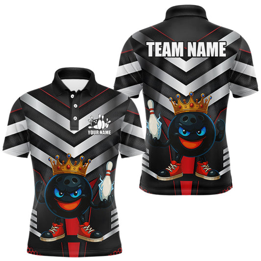 Maxcorners Funny Bowling Shirts Black and Silver Metal Team Bowling Polo, 1/4 Zip Shirts Custom bowling gifts LM2603