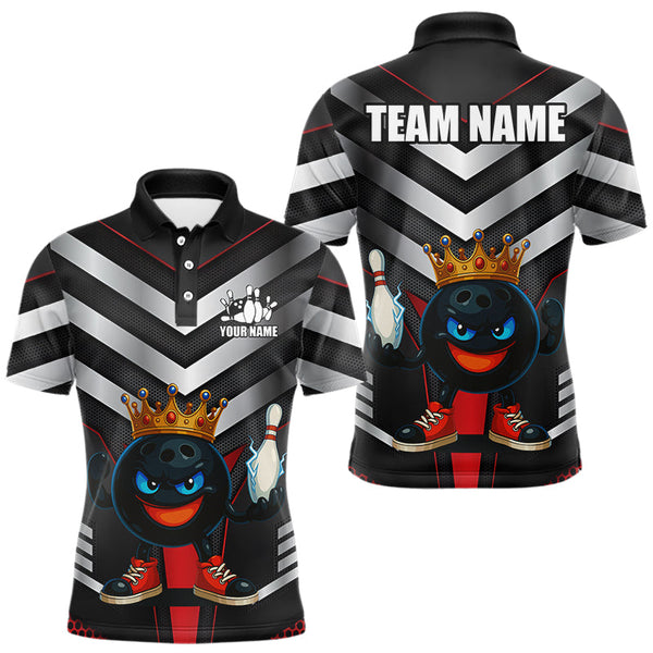Maxcorners Funny Bowling Shirts Black and Silver Metal Team Bowling Polo, 1/4 Zip Shirts Custom bowling gifts TU2310