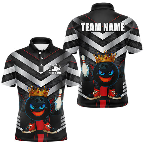 Maxcorners Funny Bowling Shirts Black and Silver Metal Team Bowling Polo, 1/4 Zip Shirts Custom bowling gifts TU2310