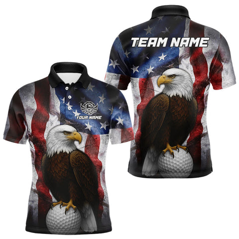 Maxcorners Vintage American Flag Eagle Golf Polo Shirts For Men custom patriotic golf shirts, best golf gifts MT2510