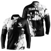 Maxcorners Black and White Retro Mens Bowling Polo, Quarter Zip shirts Custom team bowling jerseys mens outfit
