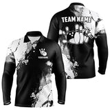 Maxcorners Black and White Retro Mens Bowling Polo, Quarter Zip shirts Custom team bowling jerseys mens outfit