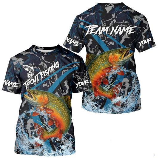 Maxcorners Custom Brook Trout Fishing Camo Long Sleeve Fishing Shirts, Personalized Trout Fishing Team Jerseys LM2512