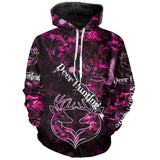 Maxcorners Love Deer Hunting Pink Camo Customize Name 3D All Over Printed Shirts Personalized Hunting gifts LM2608