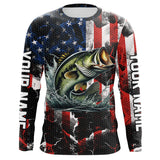 Maxcorners Largemouth Bass fishing American flag Custom UV protection performance long sleeve fishing jerseys MT2108