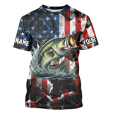 Maxcorners Largemouth Bass fishing American flag Custom UV protection performance long sleeve fishing jerseys MT2108