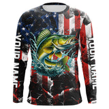 Maxcorners Walleye fishing black American flag Custom UV protection performance long sleeve fishing jerseys MT2108