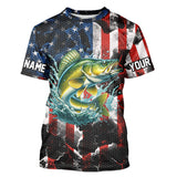 Maxcorners Walleye fishing black American flag Custom UV protection performance long sleeve fishing jerseys MT2108