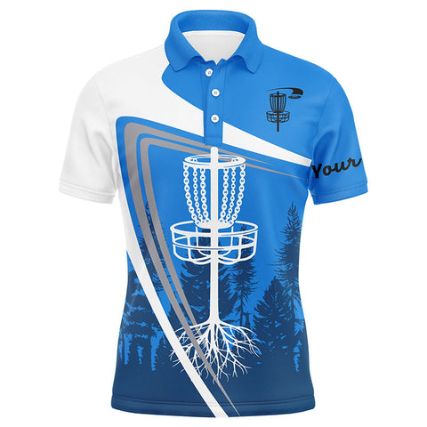 Maxcorners Mens disc golf polo shirt custom name blue disc golf basket, personalized disc golf shirts MT0510