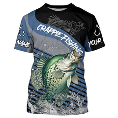 Maxcorners Crappie fishing Custom UV protection fishing long sleeve shirt, Crappie Fishing jerseys | Blue MT2108