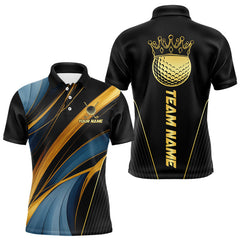 Maxcorners Blue and Gold Mens Golf polo shirts Custom Golf Outfit For Mens Team Golf shirts | BlackMT0306
