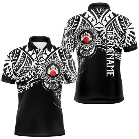 Maxcorners Personalized Black and White Tribal pattern Mens Bowling Shirts Custom Team Bowling outfit for men MT2709