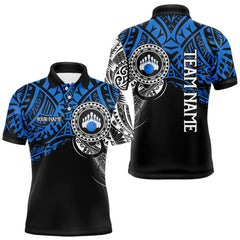 Maxcorners Personalized Black and Blue Tribal pattern Mens Bowling Shirts Custom Team Bowling outfit for men MT2709