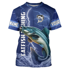 Maxcorners Catfish Fishing blue lightning jerseys custom performance Long Sleeve tournament fishing shirts MT2108