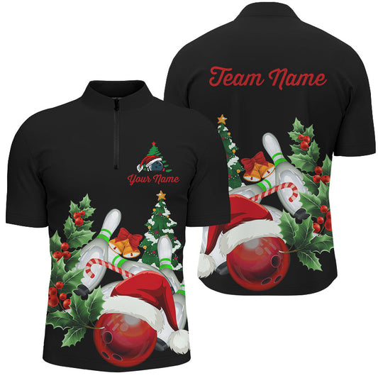 Maxcorners Christmas Bowling Jersey Multicolor Option Customized Name, Team Name 3D Shirt For Women