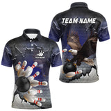 Maxcorners Eagle Bowling Polo, Quarter Zip Shirts for Men Custom Team Bowling jerseys, gift for bowlers | Blue TU2710