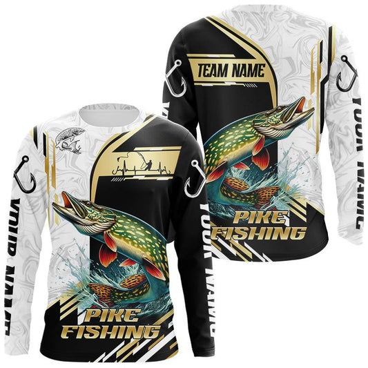 Maxcorners Personalized Northern Pike fishing shirts Custom sun protection Pike fishing team jerseys | Gold
 LM0503