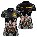Maxcorners Funny Black and Gray Camo Bowling Shirt For Men Custom Skull Bowling Bomb Team bowling attire for men LM263
