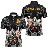 Maxcorners Funny Black and Gray Camo Bowling Shirt For Men Custom Skull Bowling Bomb Team bowling attire for men LM263