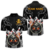 Maxcorners Funny Black and Gray Camo Bowling Shirt For Men Custom Skull Bowling Bomb Team bowling attire for men LM263