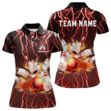 Maxcorners Personalized Red Lightning Thunder Bowling Shirt For Men Custom Bowling Team bowling attire for men LM263