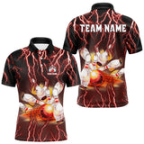 Maxcorners Personalized Red Lightning Thunder Bowling Shirt For Men Custom Bowling Team bowling attire for men LM263