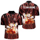 Maxcorners Personalized Red Lightning Thunder Bowling Shirt For Men Custom Bowling Team bowling attire for men LM263