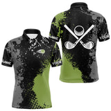 Maxcorners Black and Green Camo Golf Polo shirt for Men Custom golf team uniform golf outfit