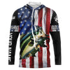 Maxcorners Largemouth Bass fishing American Flag Patriotic Customize name fishing long sleeve shirts LM0201