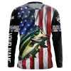 Maxcorners Largemouth Bass fishing American Flag Patriotic Customize name fishing long sleeve shirts LM0501