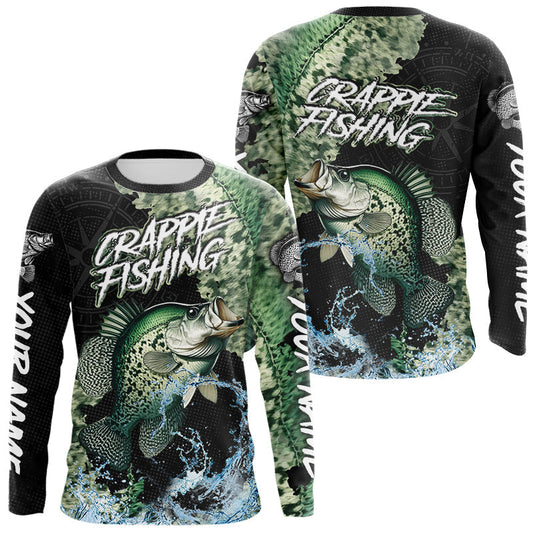 Maxcorners Personalized Crappie Fishing green scales compass fishing shirts Custom tournament fishing jerseys LM2711