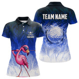 Maxcorners Funny Flamingo Blue camo flame golf ball Mens Golf Polo Shirts Custom Flamingo Golf attire for men