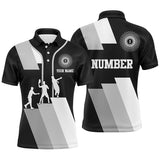 Maxcorners Black and white Mens disc golf polo shirts custom disco golf outfit, personalized disc golf gifts MT0510