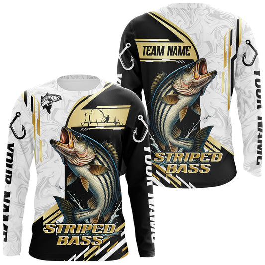 Maxcorners Personalized Striped Bass fishing shirts Custom sun protection striper fishing team jerseys | Gold LM2711