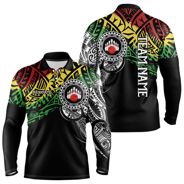 Maxcorners Personalized Tribal pattern Mens Bowling Shirts Custom Bowling outfit for men Team bowling jersey